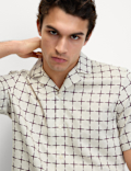 Pure Cotton Geo Print Cuban Collar Shirt