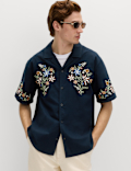 Cotton Rich Embroidered Short Sleeve Shirt