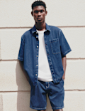 Pure Cotton Denim Short Sleeve Shirt