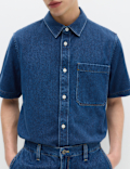 Pure Cotton Denim Short Sleeve Shirt