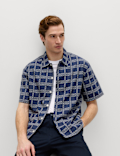 Relaxed Fit Cotton Rich Embroidered Short Sleeve Shirt