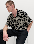 Cotton Blend Embroidered Short Sleeve Shirt