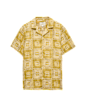 Linen Rich Abstract Tile Print Shirt