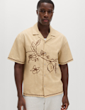 Pure Cotton Embroidered Short Sleeve Shirt