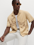 Pure Cotton Embroidered Short Sleeve Shirt