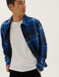 Cotton Blend Check Overshirt