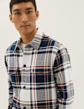 Cotton Blend Check Overshirt
