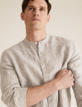 Pure Linen Grandad Collar Shirt