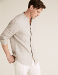 Pure Linen Grandad Collar Shirt