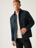 Cotton Blend Borg Lined Check Shacket