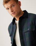 Cotton Blend Borg Lined Check Shacket