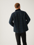 Cotton Blend Borg Lined Check Shacket