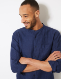 Pure Linen Grandad Shirt with Pocket