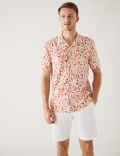 Linen Blend Leaf Print Shirt