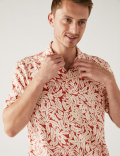 Linen Blend Leaf Print Shirt