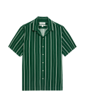 Linen Blend Striped Cuban Collar Shirt