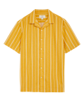 Linen Blend Striped Cuban Collar Shirt