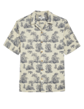 Pure Cotton Palm Tree Print Cuban Collar Shirt