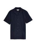 Pure Cotton Textured Cuban Collar Shirt