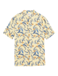 Linen Blend Floral Grandad Collar Shirt