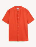 Linen Rich Grandad Collar Shirt