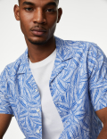 Easy Iron Linen Blend Hawaiian Printed Shirt
