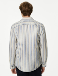 Easy Iron Cotton Linen Blend Striped Shirt