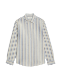 Easy Iron Cotton Linen Blend Striped Shirt
