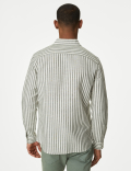Easy Iron Cotton Linen Blend Striped Shirt