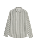 Easy Iron Cotton Linen Blend Striped Shirt