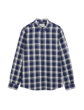 Easy Iron Cotton Linen Blend Check Shirt