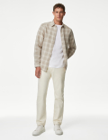 Easy Iron Cotton Linen Blend Check Shirt