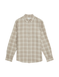 Easy Iron Cotton Linen Blend Check Shirt