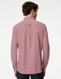 Easy Iron Cotton Stretch Gingham Oxford Shirt