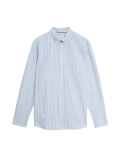 Easy Iron Pure Cotton Striped Oxford Shirt