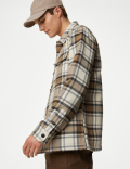 Cotton Rich Check Double Faced Overshirt