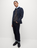 Cotton Blend Check Textured Overshirt