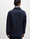 Cotton Blend Check Textured Overshirt
