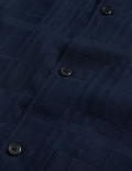 Cotton Blend Check Textured Overshirt
