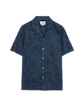 Regular Fit Linen Rich Short Sleeve Print Shirt