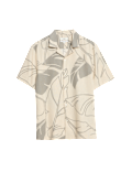 Linen Rich Leaf Print Shirt