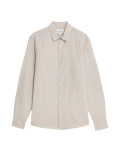 Cotton Linen Blend Fine Stripe Shirt