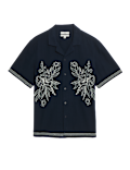 Cotton Linen Blend Short Sleeve Embroidered Shirt