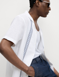 Cotton Linen Blend Embroidered Shirt
