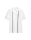 Cotton Linen Blend Embroidered Shirt