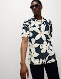 Regular Fit Linen Rich Hawaiian Shirt