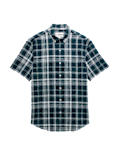 Cotton Linen Blend Check Short Sleeve Shirt