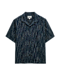 Cotton Linen Blend Striped Short Sleeve Shirt