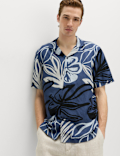 Linen Blend Hawaiian Short Sleeve Shirt