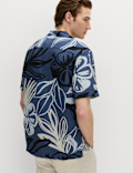 Linen Blend Hawaiian Short Sleeve Shirt